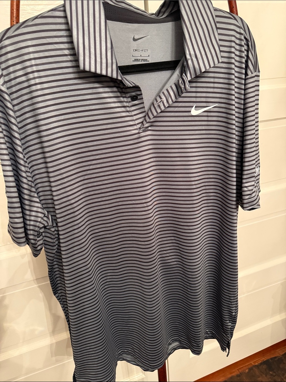 Nike Dri-FIT Golf Polo Shirt Large Gray Striped Srixon Cleveland Golf